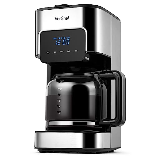 VonShef Drip Coffee Maker - Programmable 12-Cup Silver
