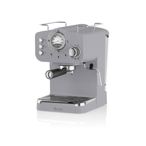 Swan Retro Espresso Coffee Machine, Grey - 15 Bars