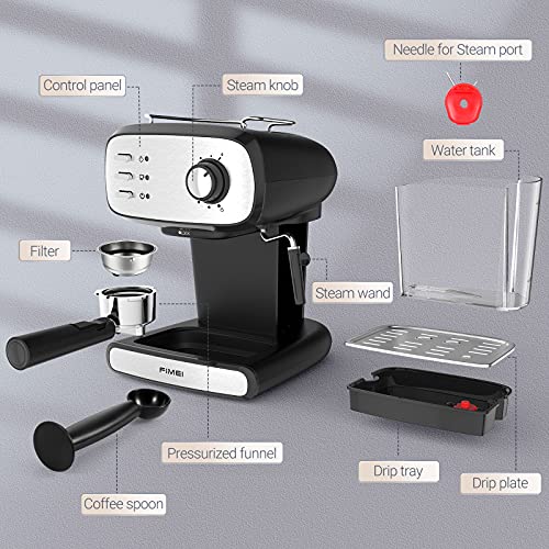 FIMEI Espresso Machine with Milk Frother, 20 Bar