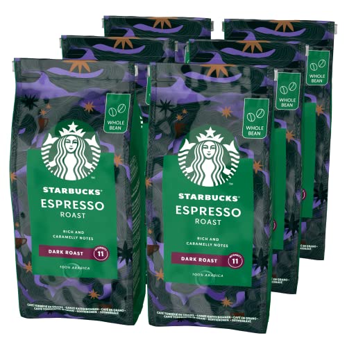 STARBUCKS Espresso Roast, Dark Whole Bean Coffee 200g (6 Pack)