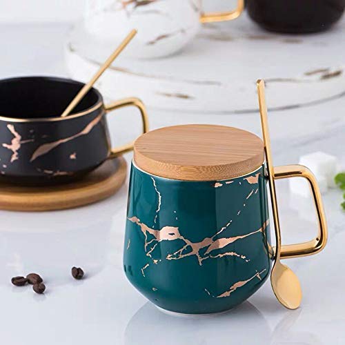 YBK Tech Porzellan Kaffeetassen-Set für Nachmittagstee – Marmormuster