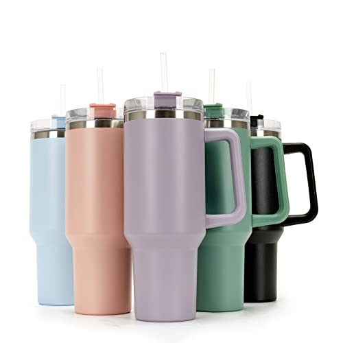 Tumblers Cup with Straw, Lid and Handle, 40oz/1200ml Stainless Steel  Coffee Travel Insulated Stanleys Cup Mug