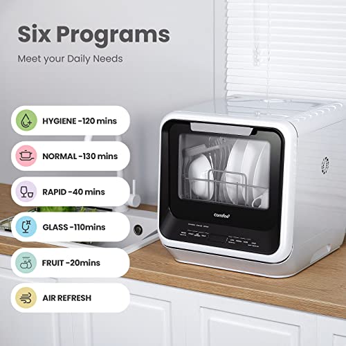 Portable Countertop Dishwasher with 6 Programs