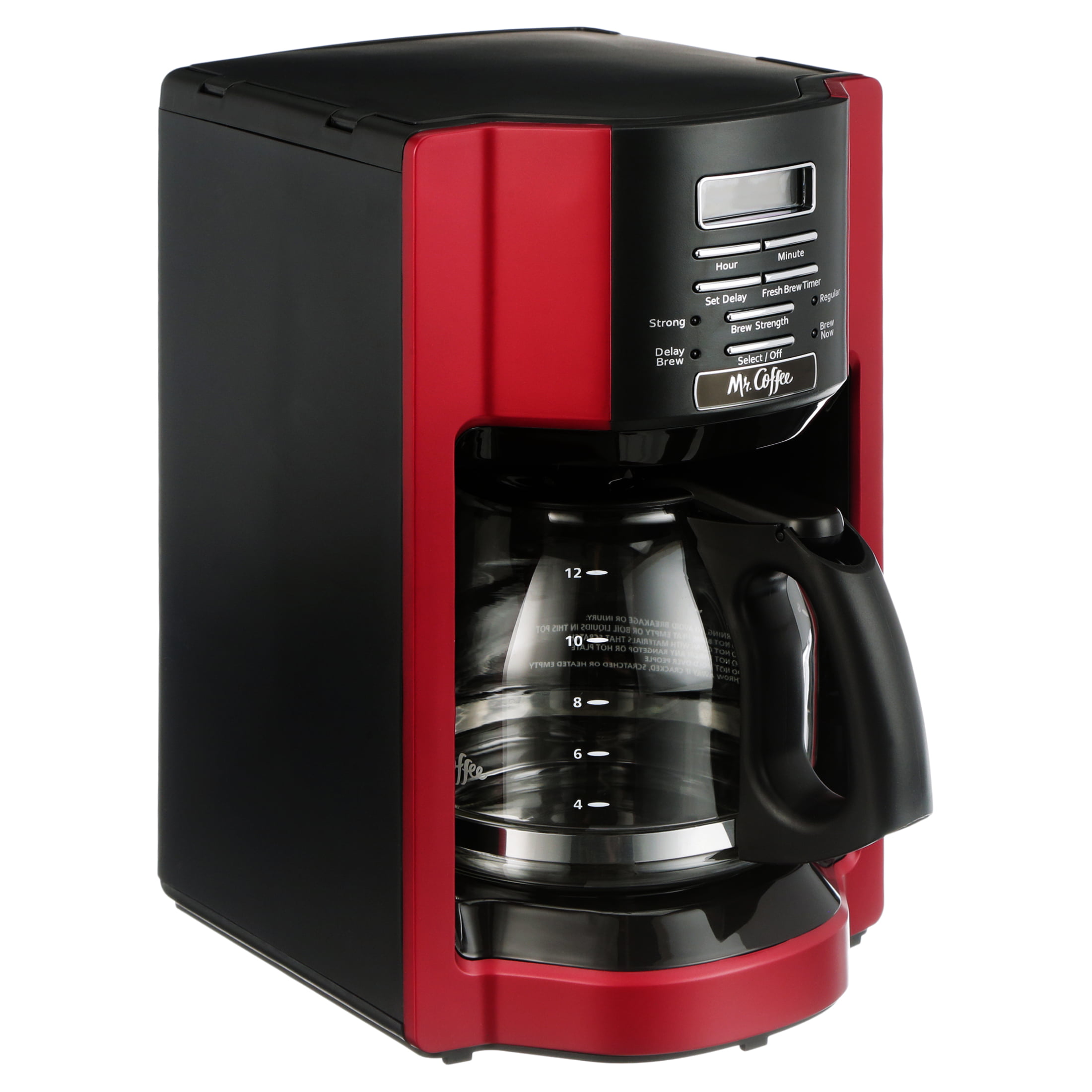 Mr. Coffee 12-Cup Programmable Coffeemaker, Rapid Brew, Red