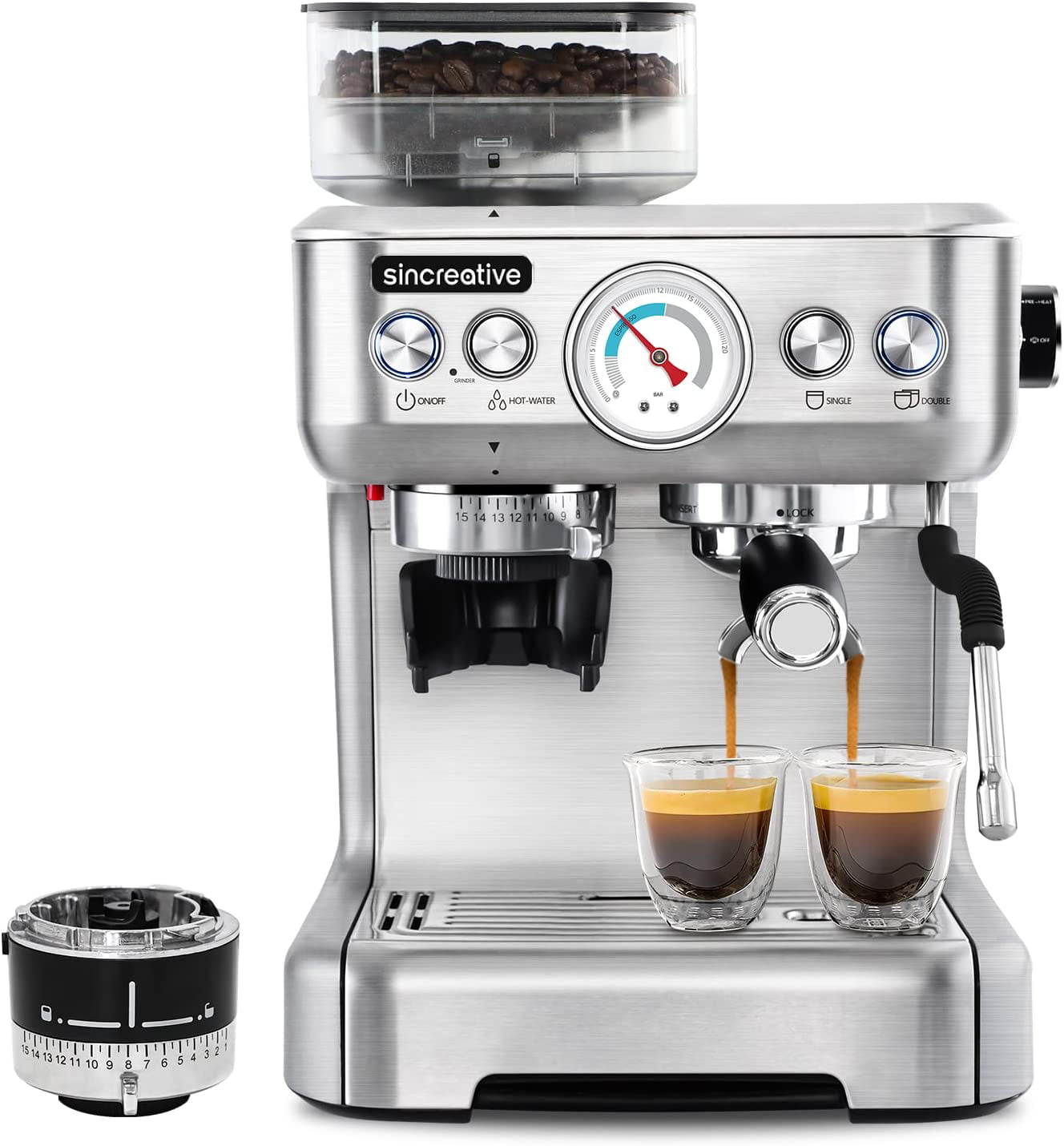 Semi-Automatic Espresso Coffee Maker with Grinder
