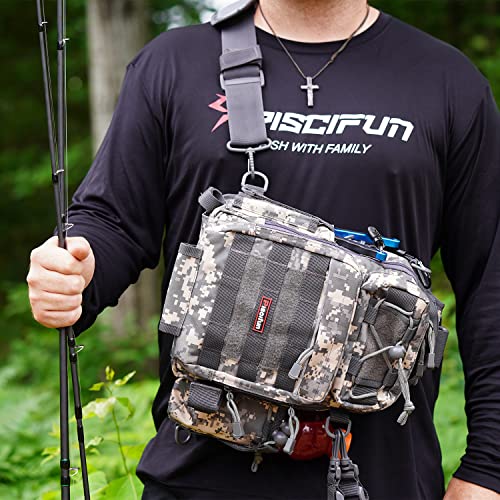 Piscifun Fishing Tackle Bag with Rod & Gear Holder