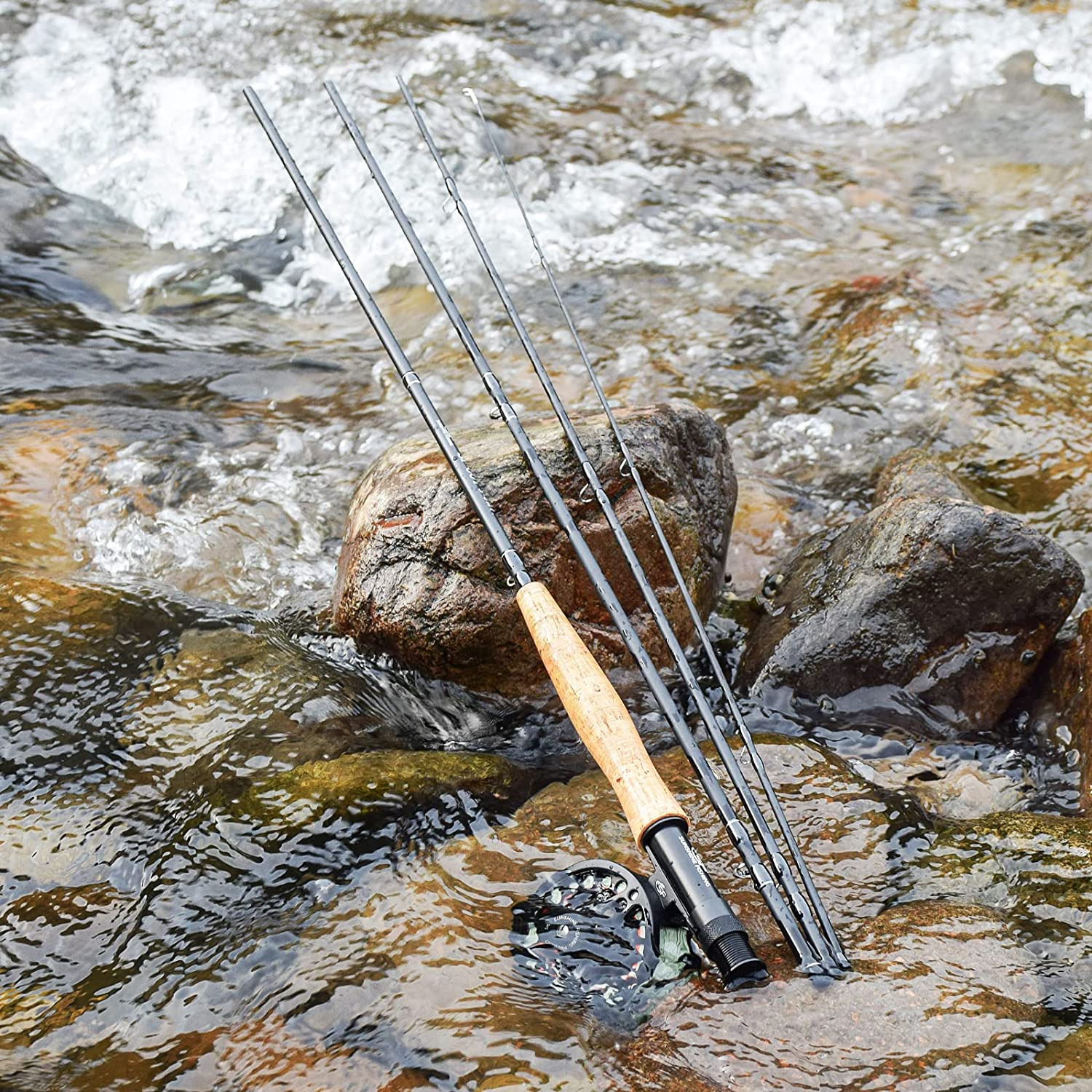 Fly Fishing Rod 4pc 3/4-9ft Matt Black Trout