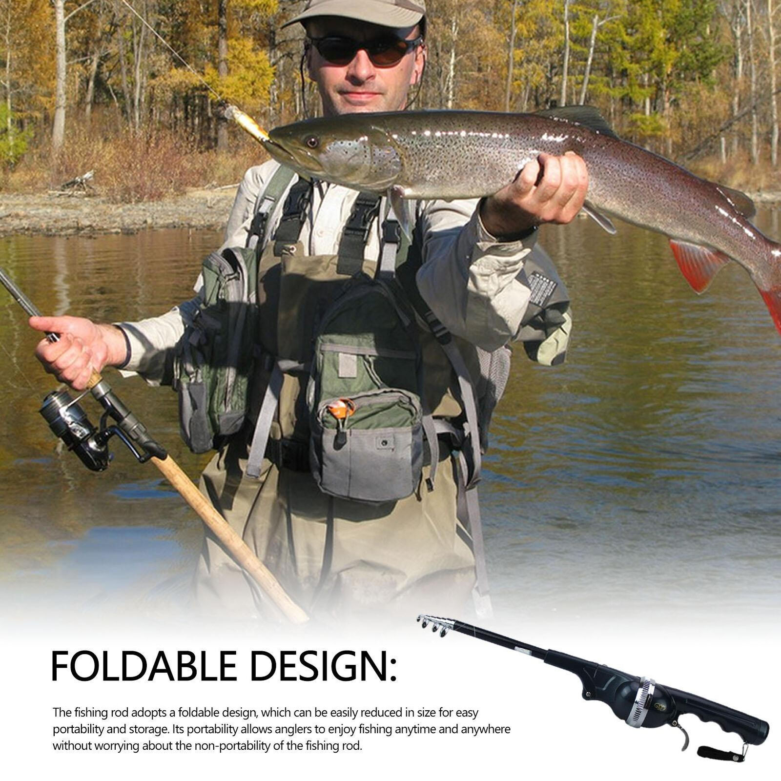 Compact Portable Telescopic Fishing Rod Pole & Reel