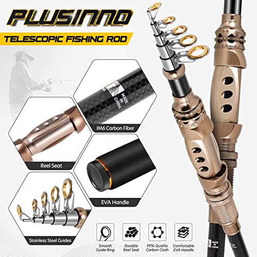 PLUSINNO Carbon Fiber Telescopic Fishing Rod and Reel