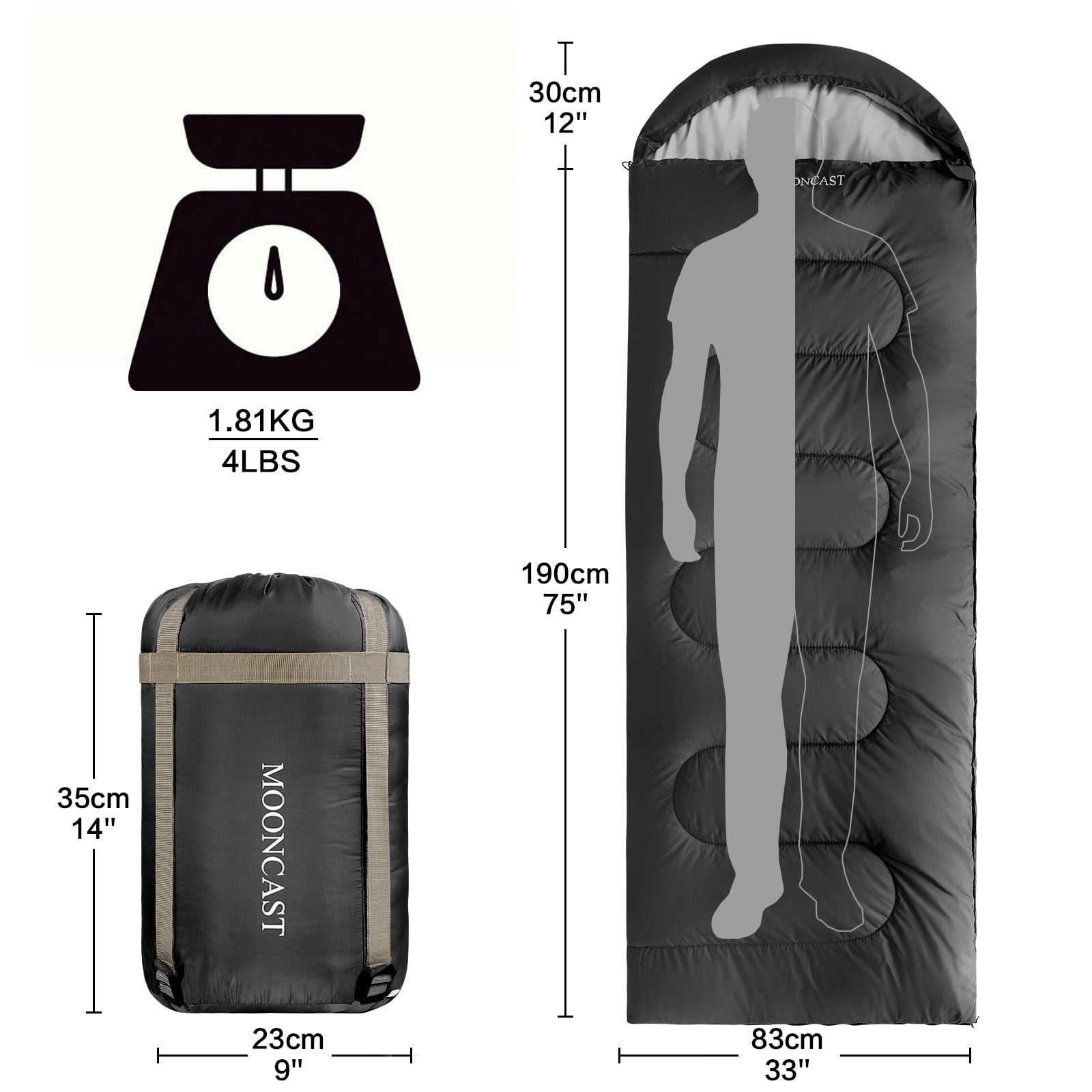 MOONCAST 0 ºC Sleeping Bags, Portable and Lightweight