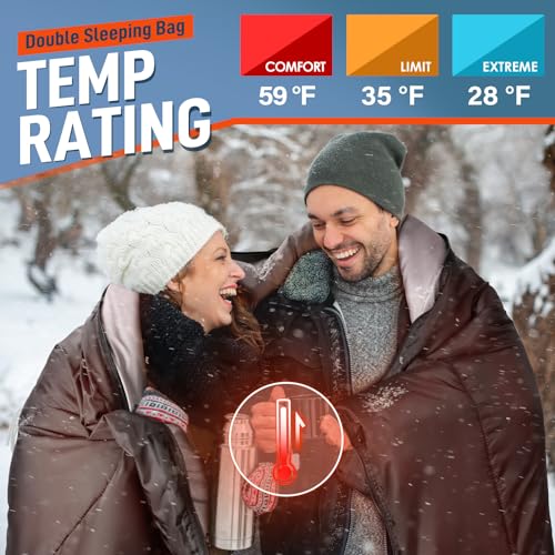 MEREZA XL Queen Size Double Sleeping Bag for Camping