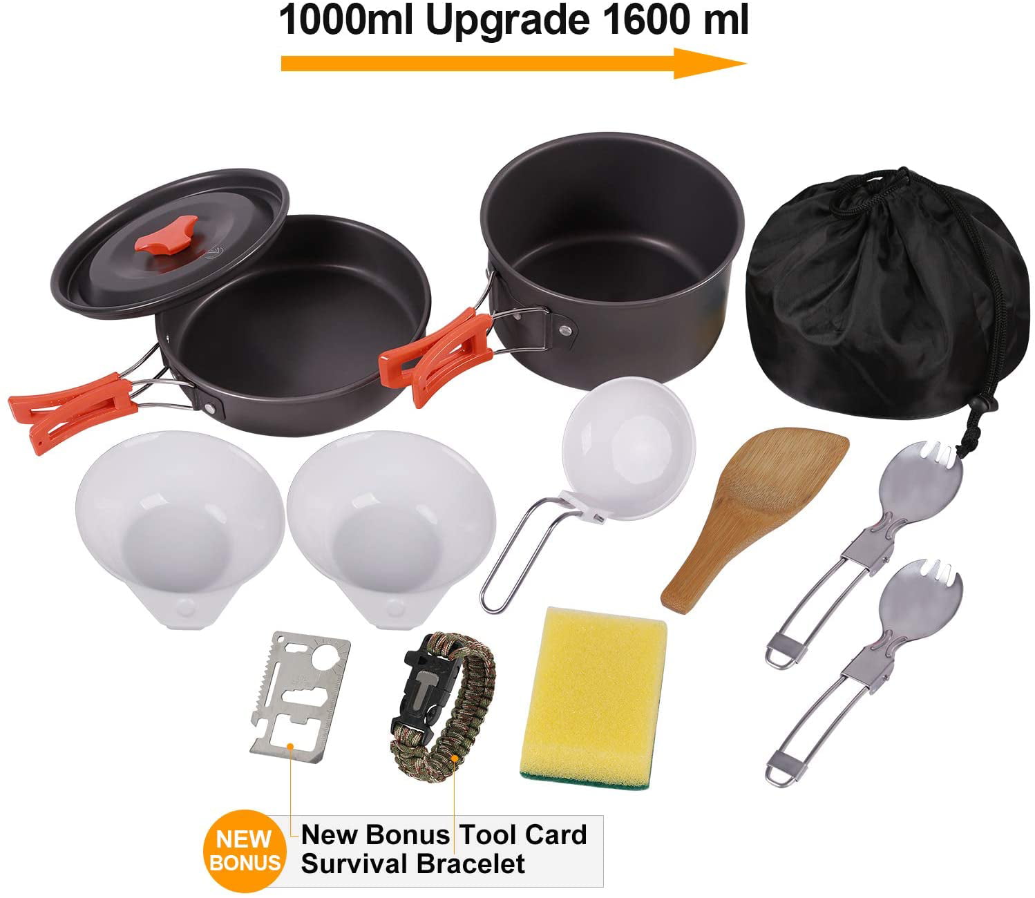 REDCAMP 13 PCS Aluminum Camping Cookware Mess Kit