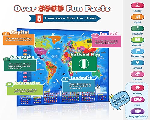 Bilingual Interactive World Map Educational Toy for Kids