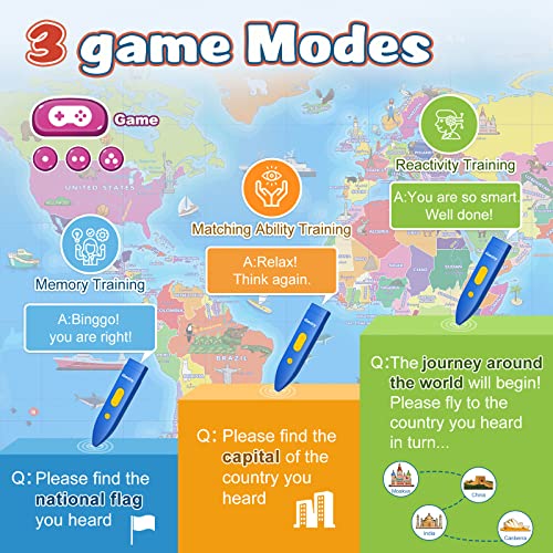 Bilingual Interactive World Map Educational Toy for Kids