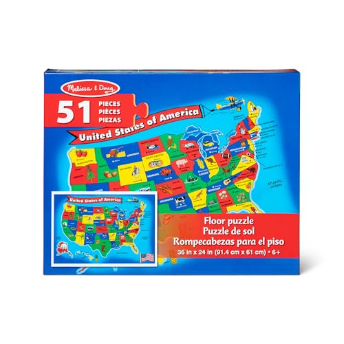 Melissa & Doug USA Map Floor Puzzle - 51 Pieces (2 x 3 feet) - FSC Certified