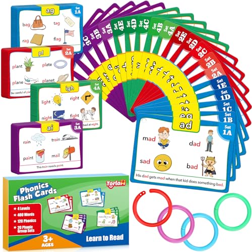 Torlam Phonics Flash Cards for Homeschool Kids