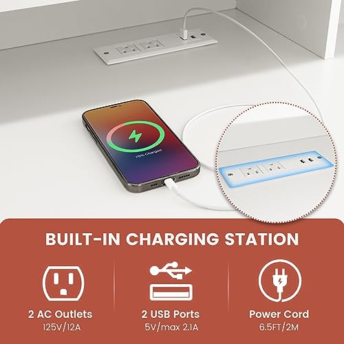 Tangkula White Computer Desk with Storage Drawers & Bookshelves