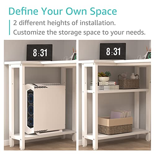 White L Shaped Computer Desk with Power Shelves