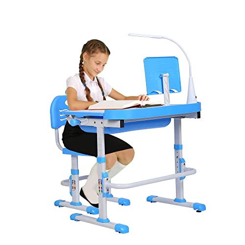 Adjustable Kids Desk & Chair Set with LED Light