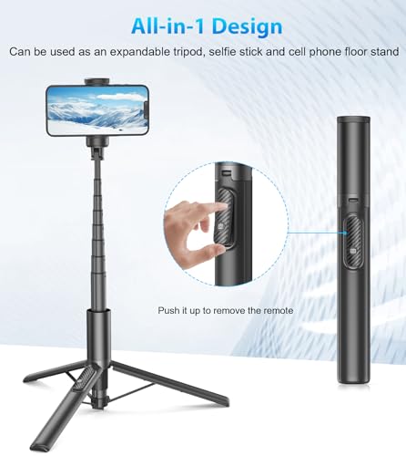 Portable 60" Tripod Selfie Stick with Remote for Android & iPhones