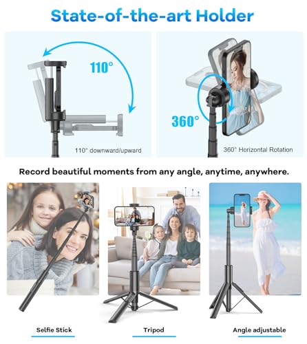 Portable 60" Tripod Selfie Stick with Remote for Android & iPhones