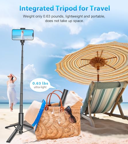 Portable 60" Tripod Selfie Stick with Remote for Android & iPhones