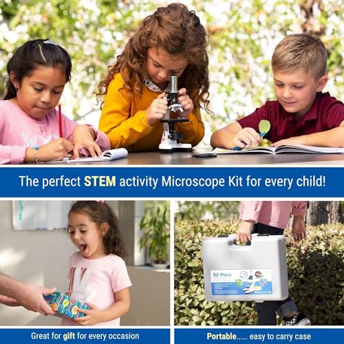 Kids Beginner Microscope STEM Kit with 52-pcs Slides