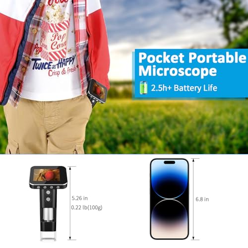 Portable 1000X Microscope with Adjustable Brightness for Kids