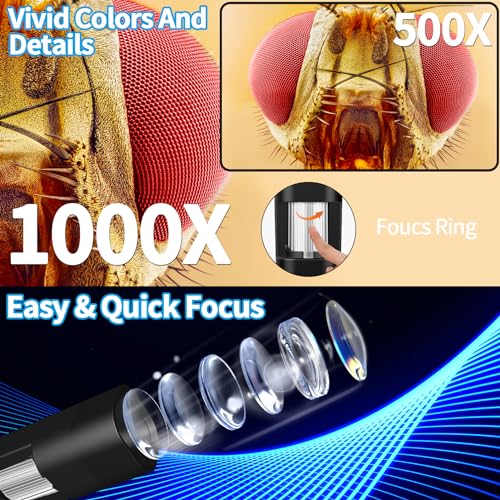 Portable 1000X Microscope with Adjustable Brightness for Kids