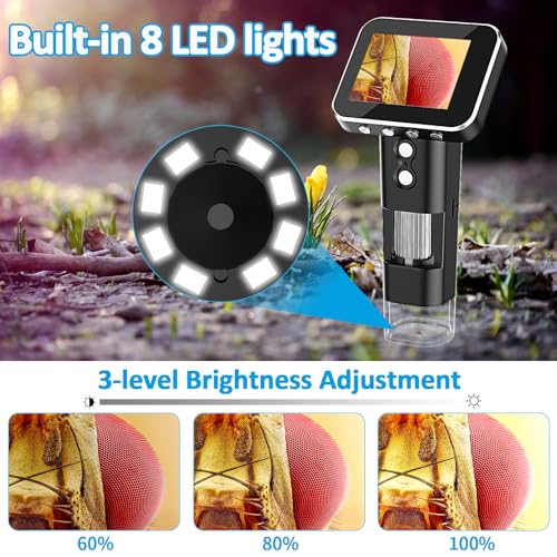 Portable 1000X Microscope with Adjustable Brightness for Kids