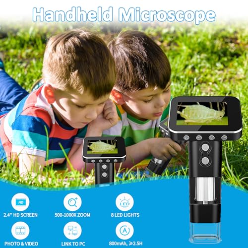Portable 1000X Microscope with Adjustable Brightness for Kids