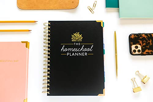 Beautiful Undated Homeschool Planner with Monthly Tabs, Goals, Meal Planning & Academic Tools