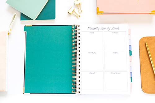 Beautiful Undated Homeschool Planner with Monthly Tabs, Goals, Meal Planning & Academic Tools