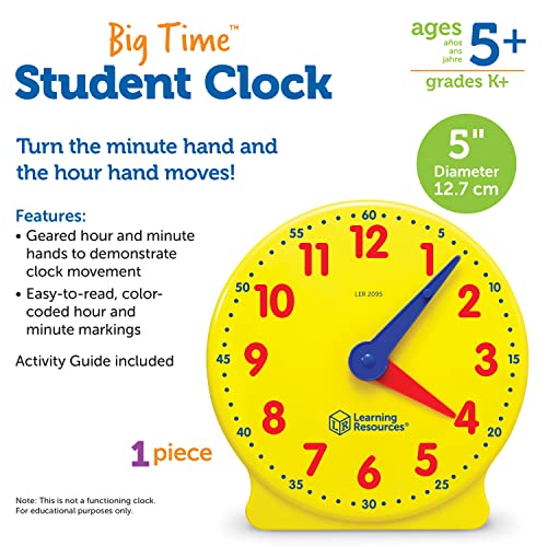 Student Clock for Teaching & Demonstrations, 12 Hour