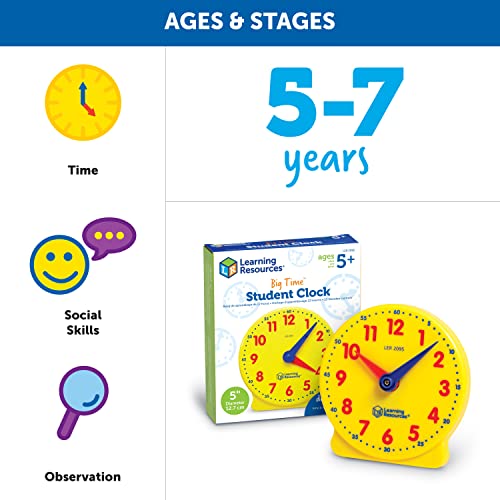 Student Clock for Teaching & Demonstrations, 12 Hour