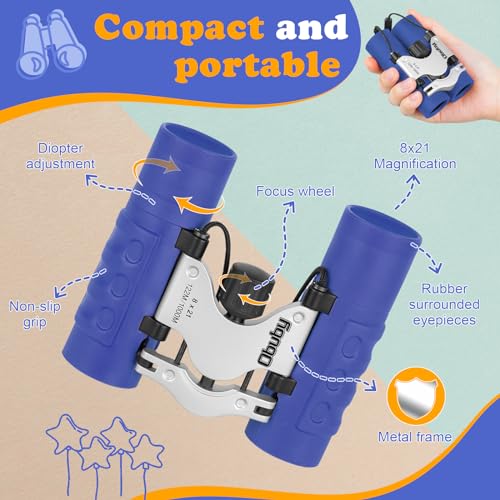Obuby Kids Real Binoculars 8x21 Compact Blue Binoculars
