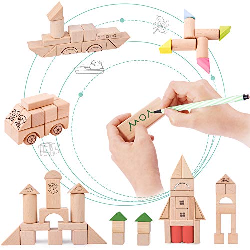 Kid Wooden Building Blocks Set - Montessori Learning Toy