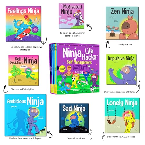 Ninja Life Hacks Self Management 8 Book Box Set (Books 33-40: Impulsive, Lonely, Sad, Ambitious, Zen, Feelings, Motivated, Self Disciplined) by Mary Nhin