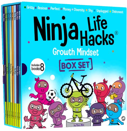 Ninja Life Hacks Growth Mindset 8 Book Box Set (Books 9-16: Perfect, Money, Anxious, Gritty, Dishonest, Shy, Unplugged, Diversity) by Mary Nhin