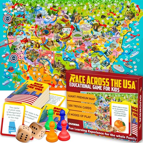 Geography Board Game for Kids 8-12: USA Edition