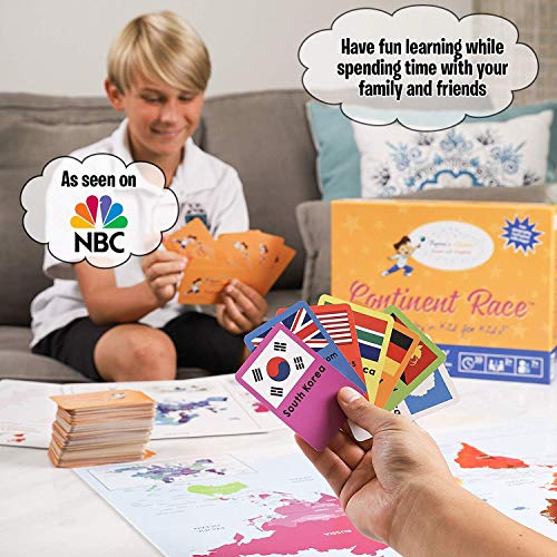 Continent Race Geography Card Game for Kids 7+