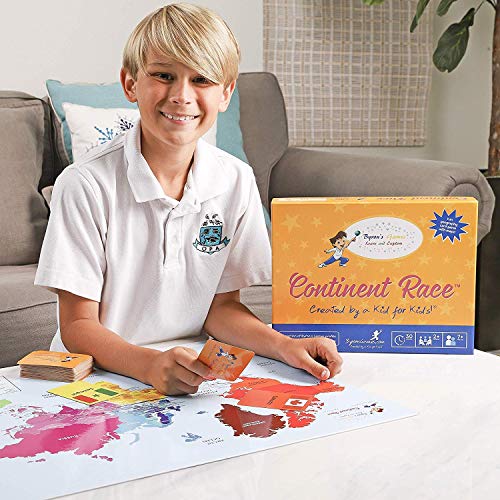 Continent Race Geography Card Game for Kids 7+