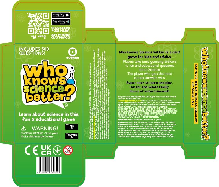 Science Card Quiz Game for Kids & Families