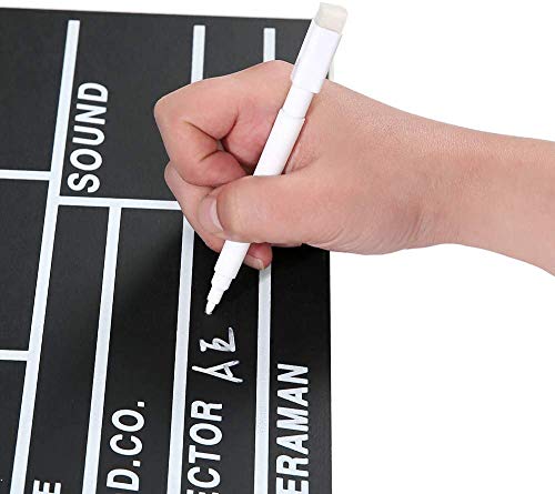 Wooden Hollywood Clapper Board with Erasable Pen, 12"x11