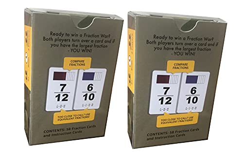 Fraction War Math Game - Fun Math Game to Learn, Compare and Simplify Fractions for 2nd Grade, 3rd Grade, 4th Grade, 5th Grade (2 Pack)