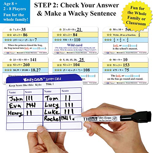 Think2Master Wacky Cards 3rd - 5th Grade Math Card Game for Families & Classroom