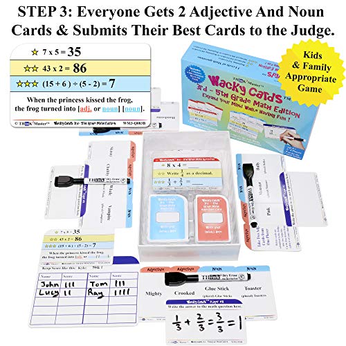 Think2Master Wacky Cards 3rd - 5th Grade Math Card Game for Families & Classroom