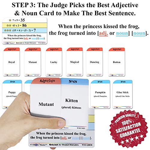 Think2Master Wacky Cards 3rd - 5th Grade Math Card Game for Families & Classroom