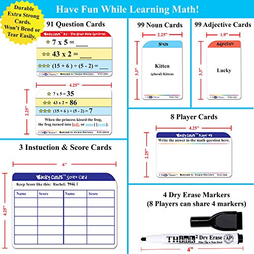 Think2Master Wacky Cards 3rd - 5th Grade Math Card Game for Families & Classroom