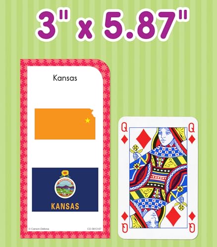 Carson Dellosa 109-Piece States and Capitals Flash Cards for Kids, Classroom Geography Games for Kids 8-12, Picture Flash Card Learning Resources, Grade 3-5
